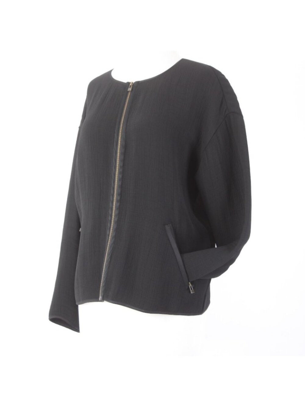 Eileen Fisher Jacket Sz SP Black Zipper Pockets Rayon Silk Spandex Jacket - Picture 3 of 10